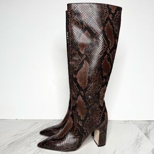 Steve Madden Evey Brown Snakeskin Pointy Toe Heeled Tall Boot 5 1/2 M
